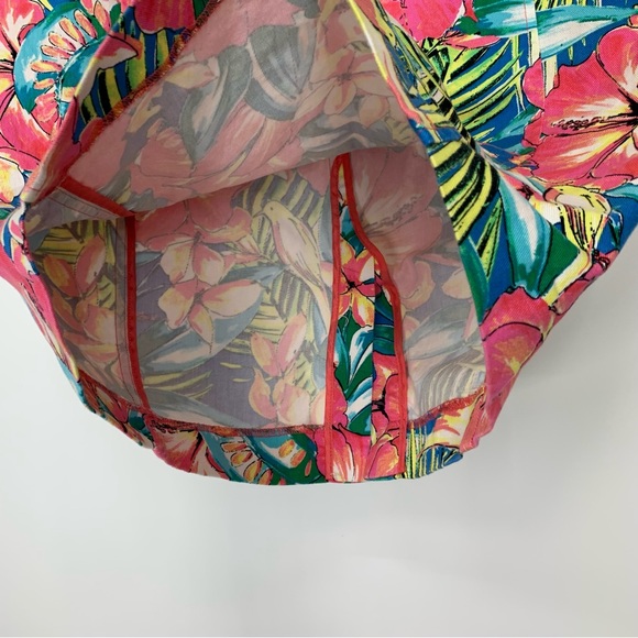 Loft Ann Taylor Colorful Floral Lightweight Denim Stretch Pencil Skirt Size 8 - Picture 7 of 15